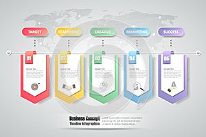 5 steps infographic template. can be used for workflow layout, diagram