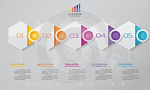 5 steps infographics chart design element. For data presentation.