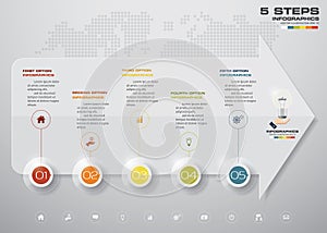 5 steps infographics element timeline template chart for presentation.