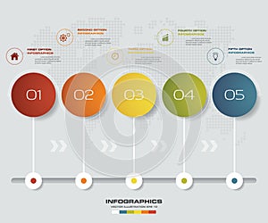 5 steps infographics element timeline template chart for presentation.