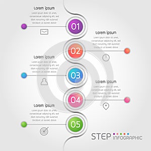 5 steps process color elements infographic vector illustration