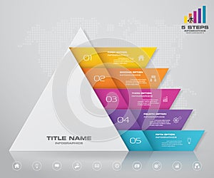 5 steps pyramid with free space for text on each level. infographics, presentations or advertising.