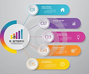 5 steps simple&editable process chart infographics element.