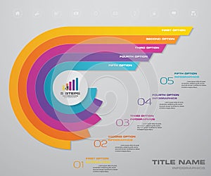 5 steps simple&editable process chart infographics element.