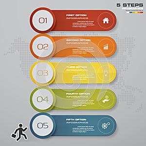 5 steps Timeline arrow infographic element.