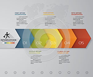 5 steps Timeline arrow infographic element. 5 steps infographic, vector banner can be used for workflow layout.