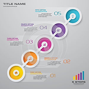 5 steps timeline infographic element.