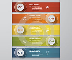 5 steps Timeline infographic element. 5 steps infographic, vector banner can be used for workflow layout.