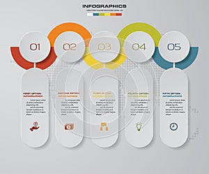 5 steps Timeline infographic element. 5 steps infographic, vector banner can be used for workflow layout.