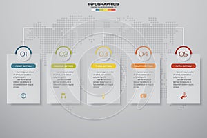 5 steps Timeline infographic element. 5 steps infographic, vector banner can be used for workflow layout, diagram,presentation.