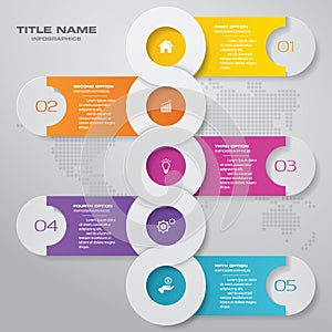 5 steps timeline infographic element. EPS 10.