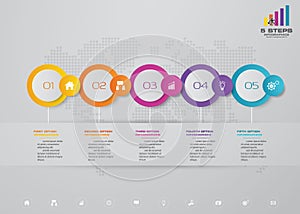 5 steps timeline infographic element. EPS 10.