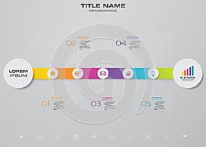 5 steps timeline infographic element. EPS 10.