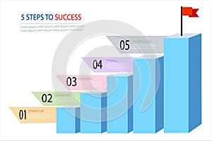 5 Steps to success infographics, leadership or motivation concept, vecto