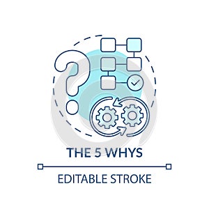 The 5 whys blue concept icon