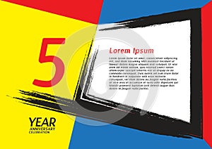 5 year anniversary celebration on modern background for poster, banner, leaflet, flyer, brochure, web, invitations or greeting