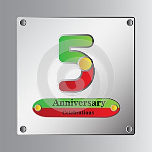 5 Year Anniversary Vector Template Design Illustration