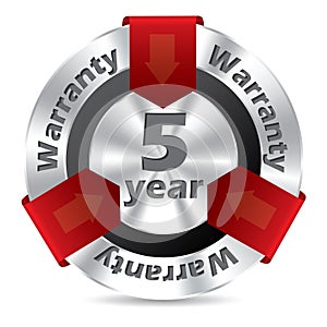 5 year warranty badge design photo