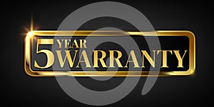 5 year warranty logo with golden banner