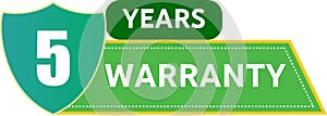 5 year warranty, warranty seal stamp, warranty colorful badge, five year cover symbol