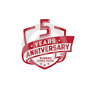 5 years anniversary celebration design template. 5th anniversary logo. Vector and illustration.
