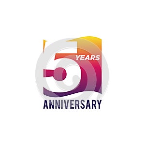 5 Years Anniversary Celebration Icon Vector Logo Design Template. Gradient Flag Style. Editable Vector EPS 10