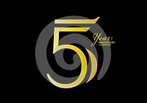 5 years anniversary celebration logotype gold color vector, 5th birthday logo,5 number, anniversary year banner, anniversary