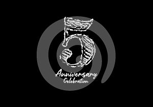 5 years anniversary celebration logotype white vector, 5th birthday logo, 5 number design, anniversary year banner, anniversary