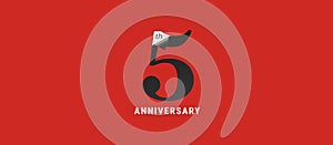 5 years anniversary vector icon, logo. Design element with elegant sign