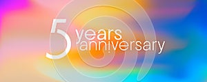 5 years anniversary vector icon, logo. Graphic design element with neon colors
