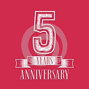 5 years anniversary vector icon, logo. Graphic design element with number and text