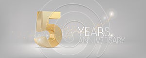 5 years anniversary vector icon, logo. Isolated graphic design with 3D number for 5th anniversary