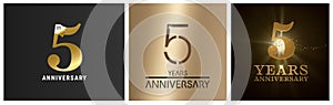 5 years anniversary vector icon, logo. Isolated graphic design set