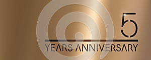 5 years anniversary vector logo, icon. Graphic symbol with metallic number for 5th anniversary