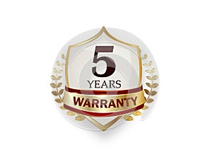 5 years warranty shield on a white background