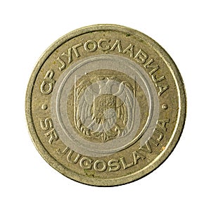 5 yugoslav dinar coin 2002 reverse isolated