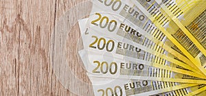 50 100, 200 and 500 euros bills currency banknotes as finance background. European paper money backdrop