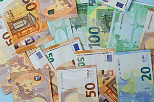 50 100 Euro Money. euro cash background. Euro Money Banknotes