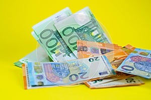 50 100 Euro Money. euro cash background. Euro Money Banknotes