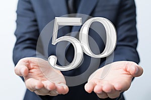 A 50 Anniversary 3d numbers. Poster template for Celebrating 50 anniversary event party