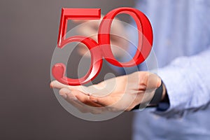 A 50 Anniversary 3d numbers. Poster template for Celebrating 50 anniversary event party