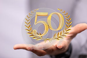 A 50 Anniversary 3d numbers. Poster template for Celebrating 50 anniversary event party