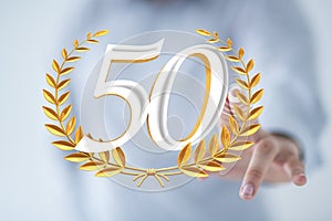 A 50 Anniversary 3d numbers. Poster template for Celebrating 50 anniversary event party
