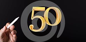 A 50 Anniversary 3d numbers. Poster template for Celebrating 50 anniversary event party