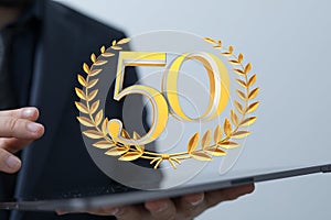 A 50 Anniversary 3d numbers. Poster template for Celebrating 50 anniversary event party