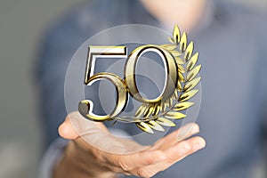 A 50 Anniversary 3d numbers. Poster template for Celebrating 50 anniversary event party