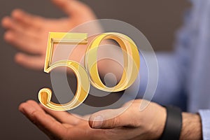 A 50 Anniversary 3d numbers. Poster template for Celebrating 50 anniversary event party