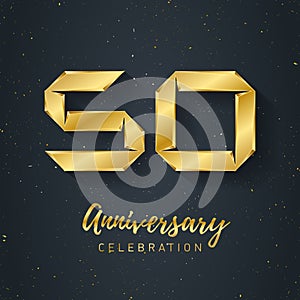 50 Anniversary night party - fest poster. Abstract background. Invitation flyer with gold number Fifty