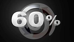 50% with blue and red rotating arrows - 3D rendering videoclip