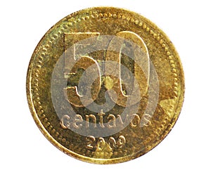 50 Centavos Fine Letters coin, 1992~Today - Peso Convertible Until 2001 serie, Bank of Argentina